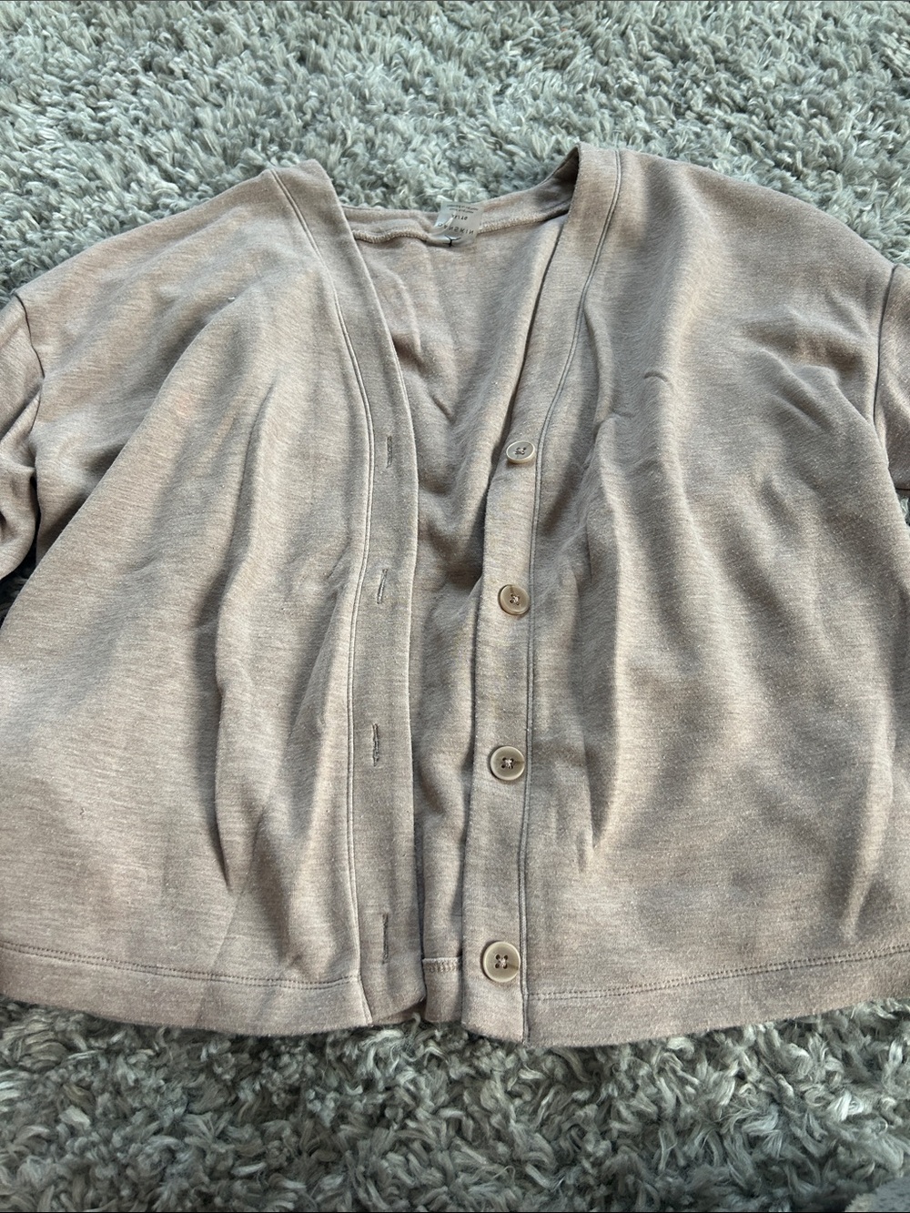 Neutral Taupe Button-Front Cardigan